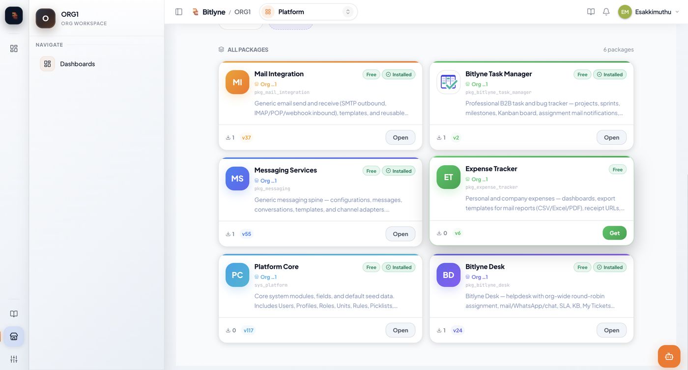 Bitlyne Marketplace — browse and install packages